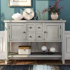 Buffet Cabinet Sideboard 46 Dining Room Console Table W 4 Storage Drawers 2 Cabinets 1 Bottom Dining Room Console Dining Room Console Table Buffet Cabinet