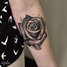Sketchy Black Rose Tattoo On The Left Forearm Tattoo Artist Lukas Zglenicki Black Rose Tattoos Black Rose Tattoo Meaning Rose Tattoos For Men