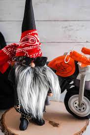 This Awesome Motorcycle Gnome Rocks Or Is It A Biker Gnome Biker Gnomes Gnomes Crafts Diy Gnomes