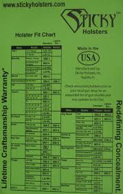 Rigorous Sticky Holster Size Chart 2019