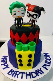 Harley quinn & the joker birthday party favors water bottle labels wrappers. Birthday Cake Joker And Harley Quinn Bibi Cakes Miami Facebook