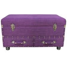 River Of Goods Dark Violet Linen Layton Storage Trunk 15209 Storage Trunk Linen Storage Modern Storage Bench
