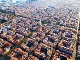 The flat coastal area is known as the andalusian plain in the southwest and the ebro river basin in the. Aerial View Of Modern Urban Landscape Of Eixample District Barcelona Stock Photo Picture And Royalty Free Image Image 116807268