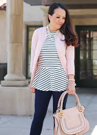 Business Casual Outfit Blush And Navy Stylish Petite