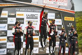 Proud daddy and husband 7x world rally champion. Sebastien Ogier Clinches Wrc Sardinia Win The Checkered Flag
