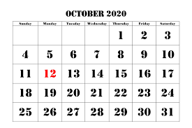 October Calendar 2020 Holidays In 2020 September Calendar Printable Calendar Template Calendar Printables