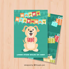 Carte d'anniversaire gratuite et sans inscription à envoyer à vos proches pour leur souhaiter un joyeux anniversaire ! Belle Carte D Anniversaire Avec Un Chien Au Design Plat Vecteur Gratuite
