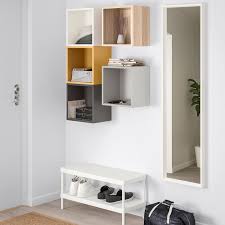 Eket Wall Mounted Storage Combination Multicolor 1 Ikea Wall Mounted Storage Bins Wall Mounted Bookshelves Eket