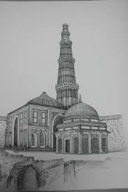 Qutub Minar Landscape Drawings Landscape Pencil Drawings Perspective Drawing Architecture
