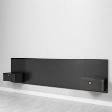 The bed itself comes with a king bookcase headboard and it has 6 drawers underneath the bed. Prepac Floating Headboard With Nightstands King Bed Size Black Bhhk 0520 2k Rona