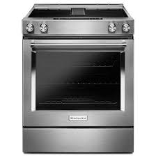 Kitchenaid 30 Inch 4 Element Electric Downdraft Front Control Range Slide In Range Kitchen Aid Stainless Steel Oven