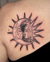 A woman in a petite black dress sits by the bay while the winds blow her soft hair and the moon shines in the night sky. 72 Best Sun Tattoo Design Ideas And Meaning 2021 Updated Saved Tattoo