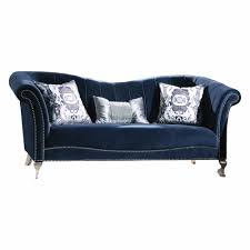 Does not matter so much what the room might. Homeroots Amelia 37 In Blue Velvet 3 Seater Camelback Sofa With Nailheads 347237 The Home Depot