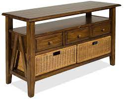 3 Drawer Console Table With Storage Baskets Furniture Riverside Furniture Rustic Living Room Furniture