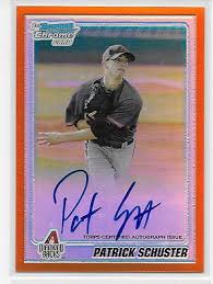 2010 BOWMAN CHROME PATRICK SCHUSTER ORANGE REFRACTOR ROOKIE PROSPECT AUTO  6/25