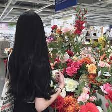 Girl Asian And Flowers Image Long Hair Styles Jet Black Hair Hair Styles