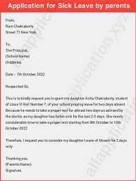 Since the appointment is scheduled for 10 am in the morning, i will be able to reach the office around 2 pm. 10 Application For Sick Leave In English For Class 6 New Format How To Write A Letter For Sick Leave