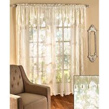 These curtains are great for bedrooms where you want to block out all light and any room where you want to better control the indoor temperature for savings on 50 w sheer panel with attached sheer valance is sold individually, so you can hang it on its own for privacy or buy a pair to open up a window. The Lakeside Collection 84 Lace Curtain With Attached Valance Ivory Walmart Com Walmart Com