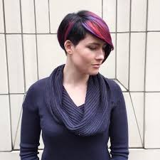 Long straight alternative hairstyle with blunt cut bangs. Asymmetrical Pixie With Side Swept Bangs And Pink And Purple Highlights The Latest Hairstyles For Men And Women 2020 Hairstyleology