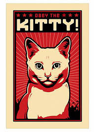 Obey The Kitty Poster A3 Cat Posters Cat Art Cats Illustration
