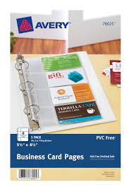 Business card pages for binder. Avery Clear Business Card Pages For Mini Binders 5 1 2 X 8 1 2 Holds 8 Cards Each Pack Of 5 76025 Avery Com