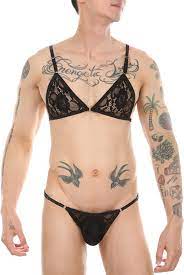 Amazon.com: Doomiva Mens Lace Sissy Bikini Lingeries Set Exotic  Crossdressing Micro Cupless Bra with Briefs Costume 2# Back Small :  Clothing, Shoes & Jewelry