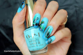 Tropical prints are all in this summer and ladies are raving about pineapple prints on their nails… Nail Art Summer Vacation Nail Design With Palm Leaves Polished Polyglot