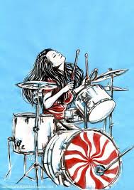 Girls Who Drum 3 Drums Art Meg White White Stripes Band