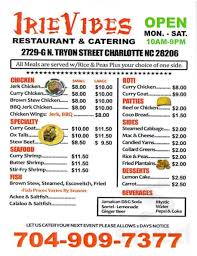 Family owned, irie also offers a. Irie Nation Restaurant Bar Menu In Charlotte North Carolina Usa