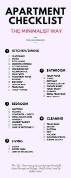 Minimalist Apartment Checklist Check Out This Awesome Minimal Infographic Focusing On All Of The Es Apartment Checklist Minimalist Apartment First Apartment