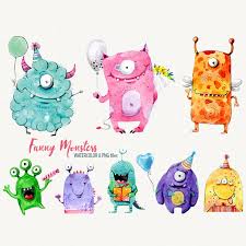 Monster Clipart Watercolor Monster Sweet Monster Funny Monster Etsy Monster Clipart Funny Monsters Cute Monsters