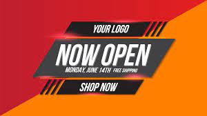 Now Open Shop Or New Store Red And Orange Color Sign On Black Background Template Design For Opening Event Can Be Banner Template Design Orange Color Poster On