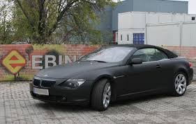 bmw645 cabrio vollbeklebt schwarz matt carwrapping ebinger autofolierung autofolierung bmw 645 cabrio