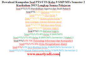 Soal pts/uts semester 1 (ganjil) kelas 9 smp/mts ini dapat digunakan untuk latihan menghadapi pts semester ganjil tahun pelajaran 2019/2020. Soal Pts Uts Bahasa Jawa Kelas 9 Smp Mts Semester 2 Kurikulum 2013 Mariyadi Com