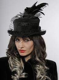 Black Top Hat Bird Birdcage Veil Gothic Style Etsy Black Top Hat Burlesque Style Burlesque Outfit