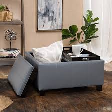 Choose from contactless same day delivery, drive up and more. Buy Justin 2 Tray Top Gray Leather Ottoman Coffee Table W Storage By Gdfstudio On Dot Bo