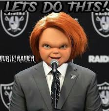 Chucky At The Podium Oakland Raiders Logo Oakland Raiders Images Raiders Football