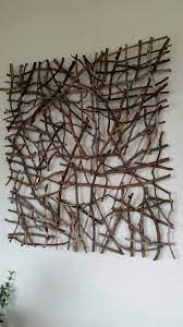 Stick Wall Hanging Sticks Randomly Crossed Secured With Twisted Wire Twig Art Wood Wall Art Diy Diy Wall Art