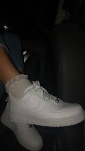 Black Air Forces With White Socks Fashion Fashionblogger Nike Airforce1 Socks White Shoes Happysocks Frillysocks Popular Trend Style Wom Sneakers Fashion Aesthetic Shoes Hype Shoes