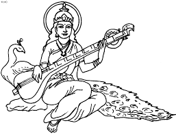 Illustration of goddess saraswati for vasant panchami puja of india. Pancha Coloring Page Saraswati Puja Coloring Page Pancha Coloring Book Pencil Drawings Step By Step Drawing Drawings