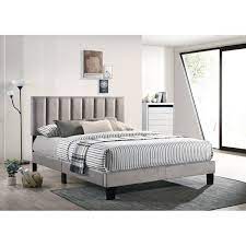 Gray queen bed frame for adults kids, modern velvet upholstered platform bed frame with headboard, heavy duty queen size bed frame bedroom furniture with wood slats support, box spring needed, q17674. Light Grey Velvet Bed Wayfair