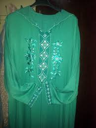 جلابة بالراندة باللون الأخضر من تصميم الأخت Samira Haouti مع الطرز Long Sleeve Blouse Fashion Women