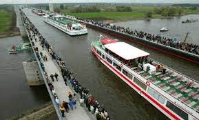 Girder bridges are usually with i Magdeburg Conduit The Water Bridge Of Germany