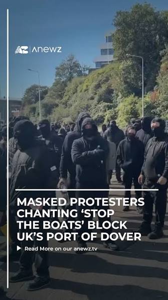 Masked protesters have blocked roads around the Port of Dover, chanting  “stop the boats” during a demonstration targeting the UK’s migration  policy., Police said officers were at the scene, engaging ...