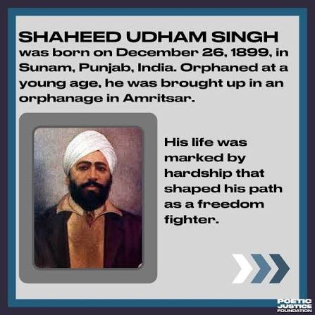 Remembering Shaheed Udham Singh: A Hero On this day, we honour the memory of Shaheed Udham Singh, a prominent figure in India's struggle for independence. For the Punjabi community, he is more