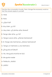 Spanish Conversation Worksheet Spanish Conversation Spanish Practice Worksheets Spanish Worksheets