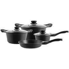 De qué se compone estar bateria de los 3 tamaños de ollas que forman esta batería de titanio son los indicados para la cocina diaria de una familia, para escoger la capacidad según la. Bateria De Cocina 7 Piezas Aluminio Negro Sodimac Cl