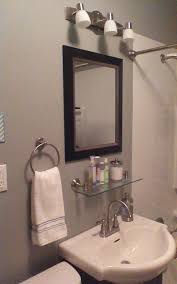 Pin By Amanda Young On Remodeled Bathroom Glass Shelves Bathroom Mirror Bathroom Shelves