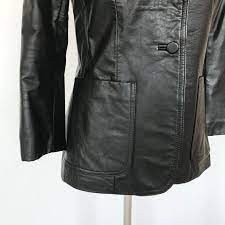 Vintage 70s Silton California Black Leather Button Up Jacket Etsy Black Leather Leather Button Up Jackets
