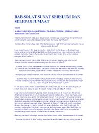 (a) adanya dua khutbah yang dilakukan dengan berdiri. Bab Solat Sunat Sebelum Dan Selepas Jumaat